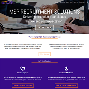 MSP Recruitment Solutions website home screen
