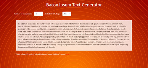 bacon ipsum text generator home page