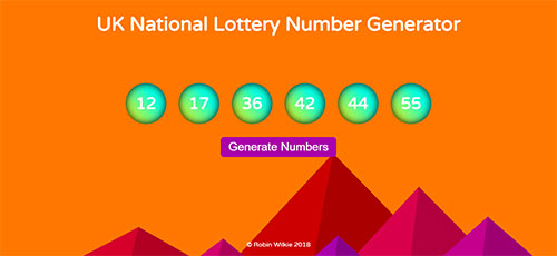 Lottery numbers generator home page